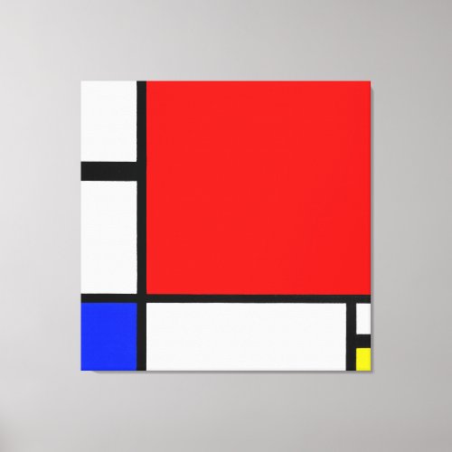 MONDRIAN COMPOSITION No II with RED BLUE  YELLOW Canvas Print