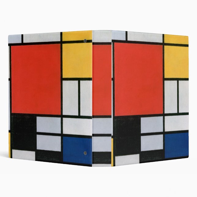 Mondrian Composition Red Yellow Blue Black  3 Ring Binder (Background)
