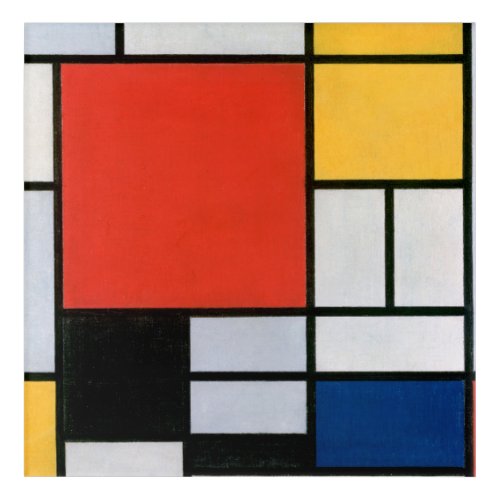 Mondrian Composition Red Yellow Blue Black  Acrylic Print