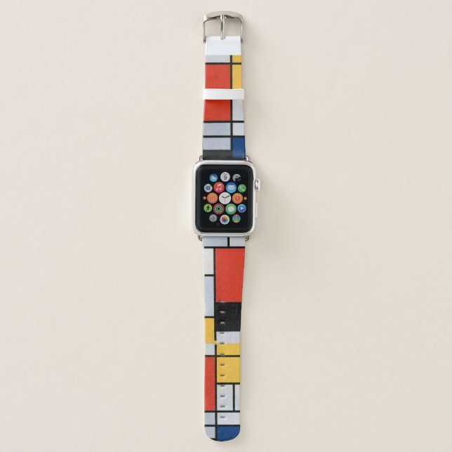 Mondrian Composition Red Yellow Blue Black  Apple Watch Band (Front)