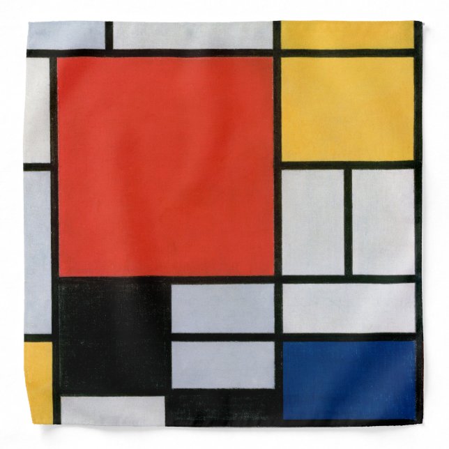 Mondrian Composition Red Yellow Blue Black  Bandana (Front)