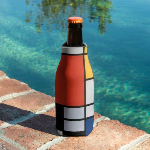 Mondrian Composition Red Yellow Blue Black  Bottle Cooler