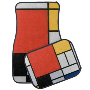Mondrian Composition Red Yellow Blue Black Car Floor Mat