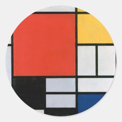 Mondrian Composition Red Yellow Blue Black  Classic Round Sticker