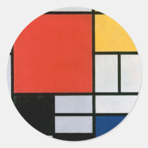 Mondrian Composition Red Yellow Blue Black Classic Round Sticker