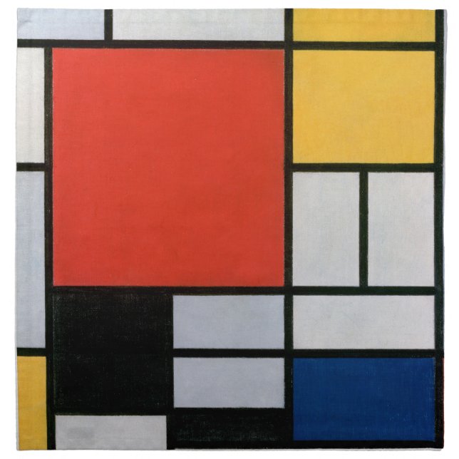 Mondrian Composition Red Yellow Blue Black  Cloth Napkin (Front)
