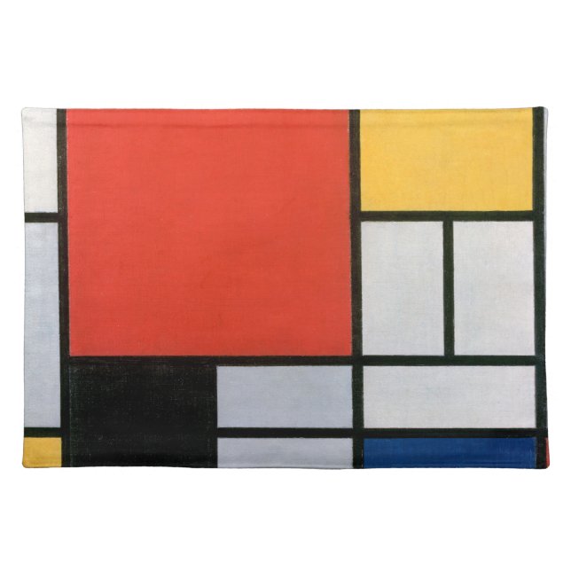 Mondrian Composition Red Yellow Blue Black  Cloth Placemat (Front)