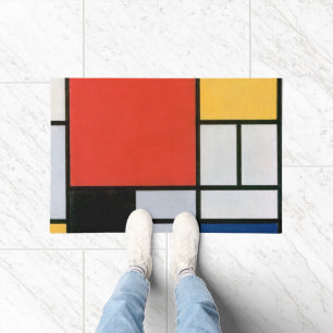 Mondrian Composition Red Yellow Blue Black Doormat