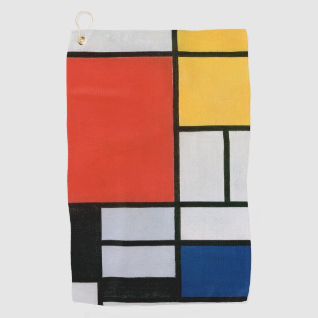 Mondrian Composition Red Yellow Blue Black  Golf Towel (Front)