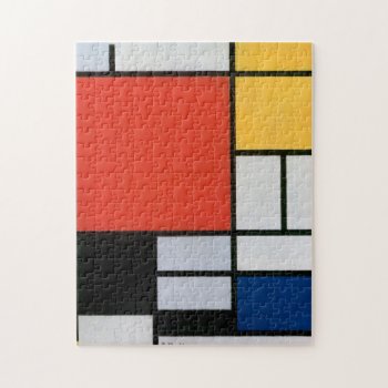 Mondrian Composition Red Yellow Blue Black  Jigsaw Puzzle by antiqueart at Zazzle
