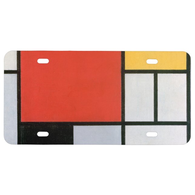 Mondrian Composition Red Yellow Blue Black  License Plate (Front)