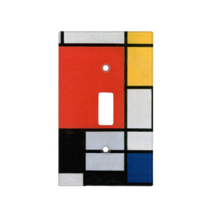 Mondrian Composition Red Yellow Blue Black Light Switch Cover