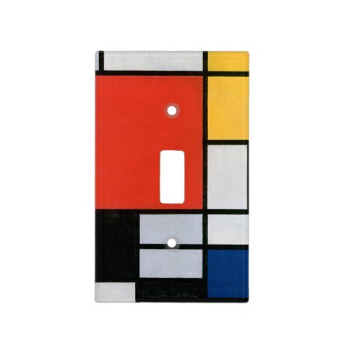 Mondrian Composition Red Yellow Blue Black  Light Switch Cover