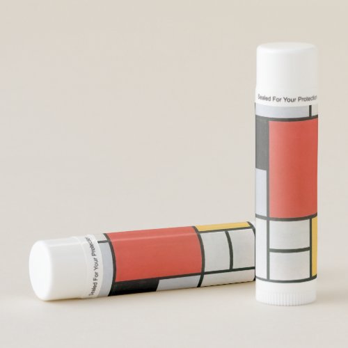 Mondrian Composition Red Yellow Blue Black  Lip Balm