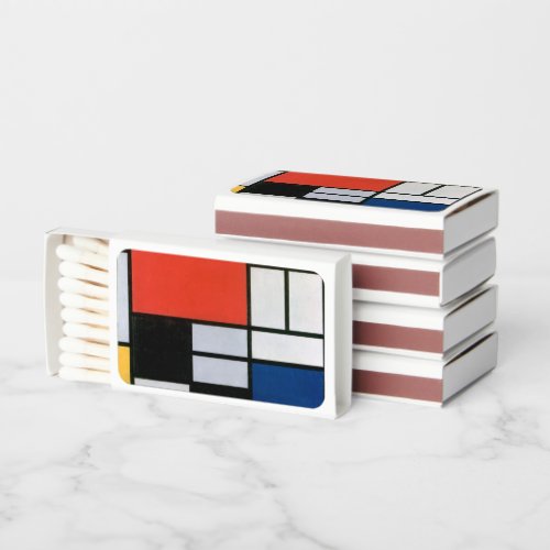 Mondrian Composition Red Yellow Blue Black  Matchboxes