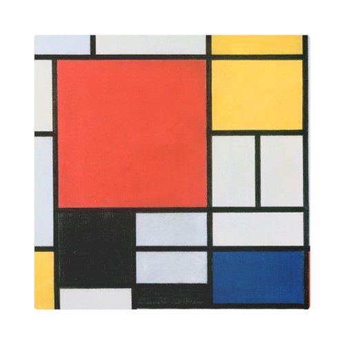 Mondrian Composition Red Yellow Blue Black  Metal Print