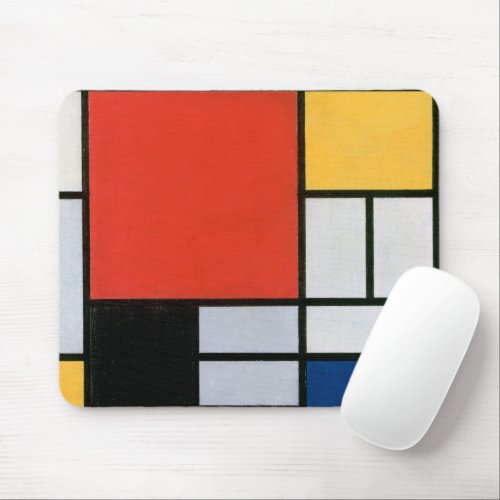 Mondrian Composition Red Yellow Blue Black  Mouse Pad