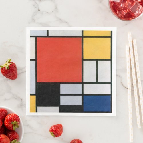 Mondrian Composition Red Yellow Blue Black  Paper Dinner Napkins