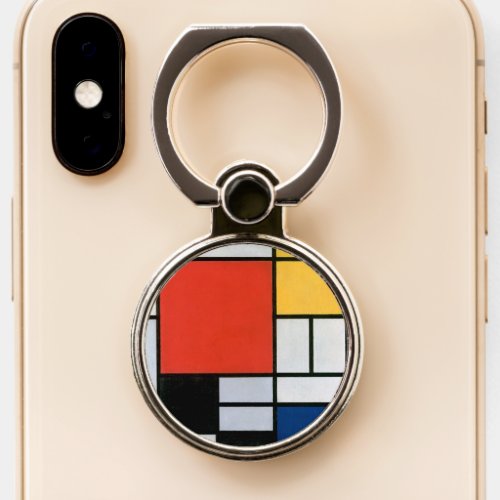 Mondrian Composition Red Yellow Blue Black  Phone Ring Stand