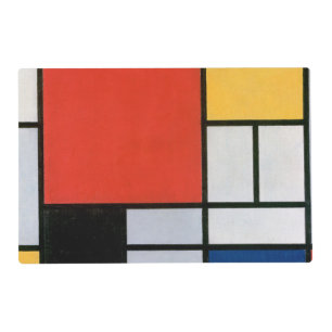 Mondrian Composition Red Yellow Blue Black  Placemat