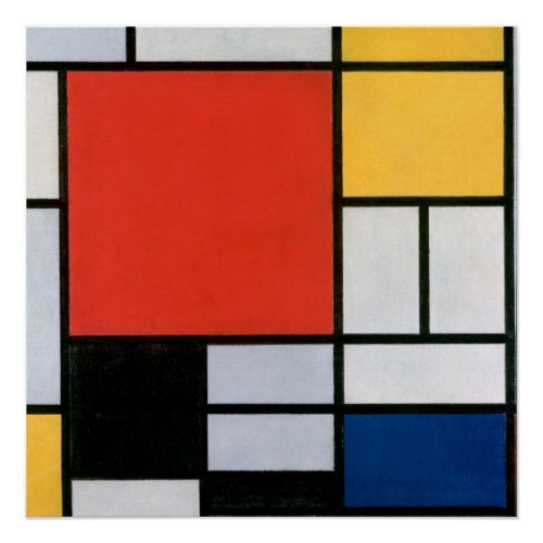 Mondrian Composition Red Yellow Blue Black  Poster