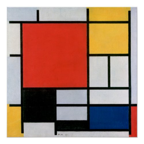 Mondrian Composition Red Yellow Blue Black  Poster