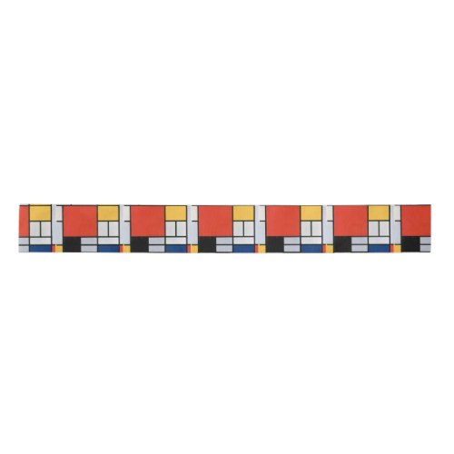 Mondrian Composition Red Yellow Blue Black  Satin Ribbon