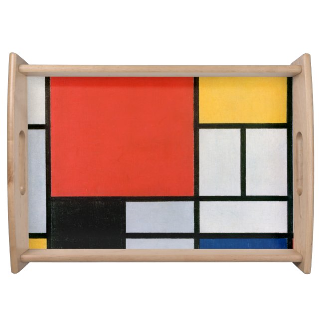 Mondrian Composition Red Yellow Blue Black  Serving Tray (Front)