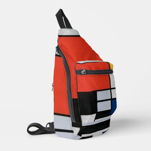 Mondrian Composition Red Yellow Blue Black  Sling Bag (Left Corner)