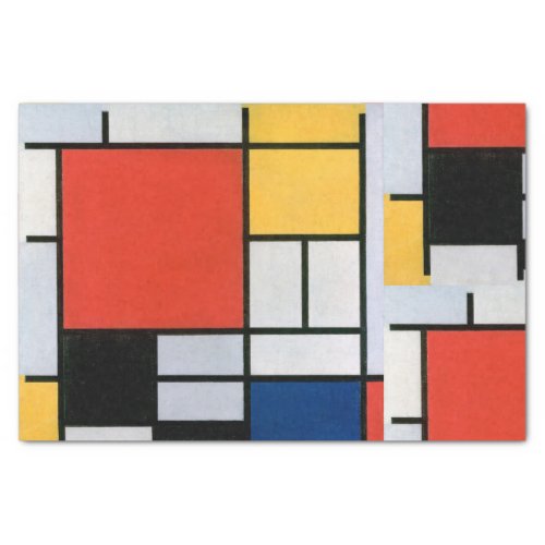 Mondrian Composition Red Yellow Blue Black  Tissue Paper