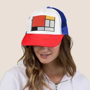 Mondrian Composition Red Yellow Blue Black Trucker Hat