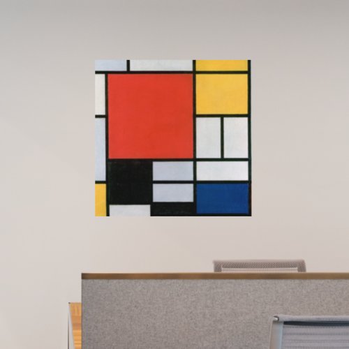 Mondrian Composition Red Yellow Blue Black  Wall Decal