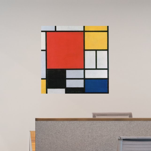 Mondrian Composition Red Yellow Blue Black  Wall Decal (Office)