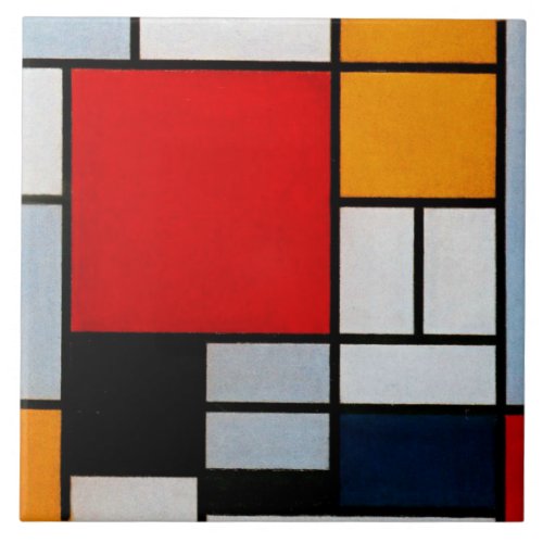 Mondrian _ Composition with Large Red Plane Ceramic Tile