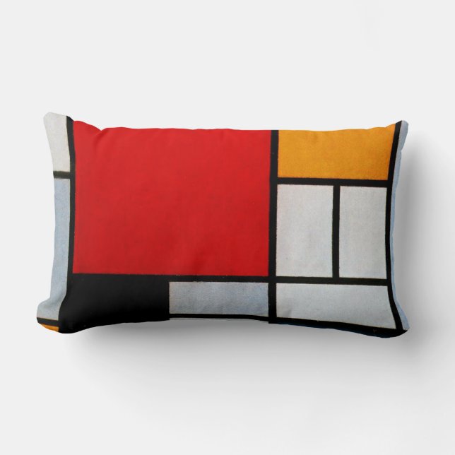 Mondrian - Composition with Large Red Plane Lumbar Pillow (Front)
