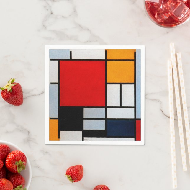 Mondrian - Composition with large red plane Napkins (Insitu)