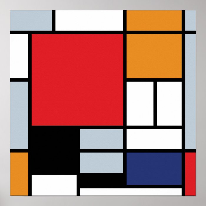 Mondrian   Composition With Large Red Plane Posters