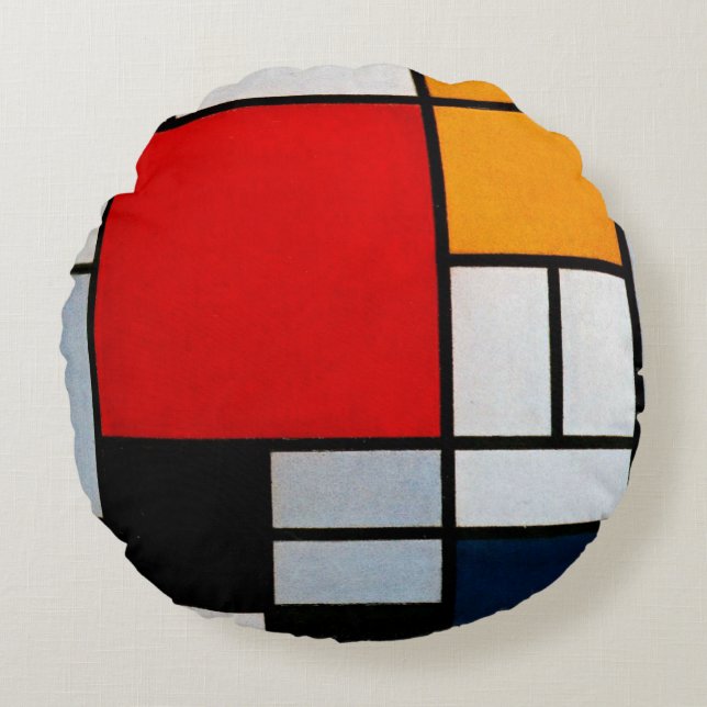 Mondrian - Composition with Large Red Plane Round Pillow (Front)