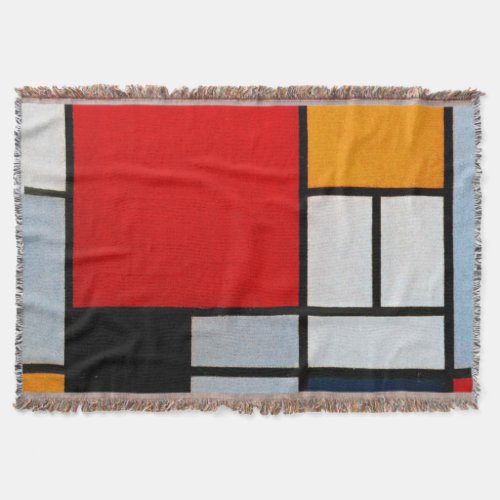 Mondrian _ Composition with Large Red Plane Throw Blanket