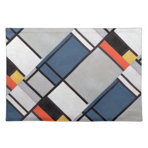 Mondrian Composition with Red Blue Black Yellow Placemat