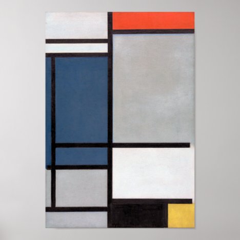 Mondrian Composition with Red, Blue, Black, Yellow Poster