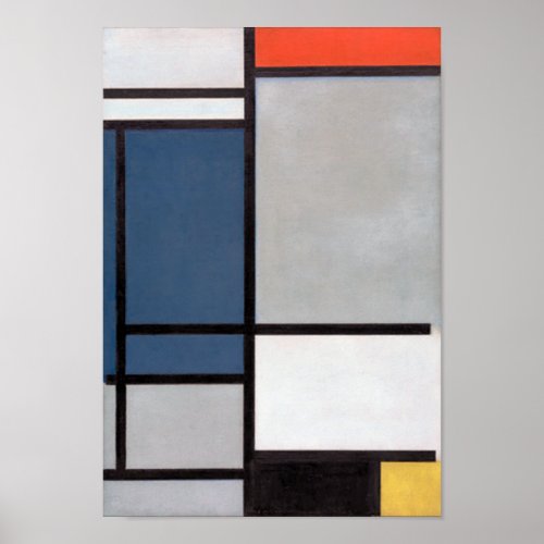 Mondrian Composition with Red Blue Black Yellow Poster