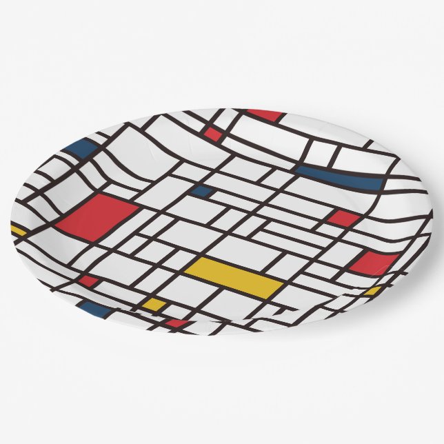 Mondrian De Stijl Paper Plates (Angled)