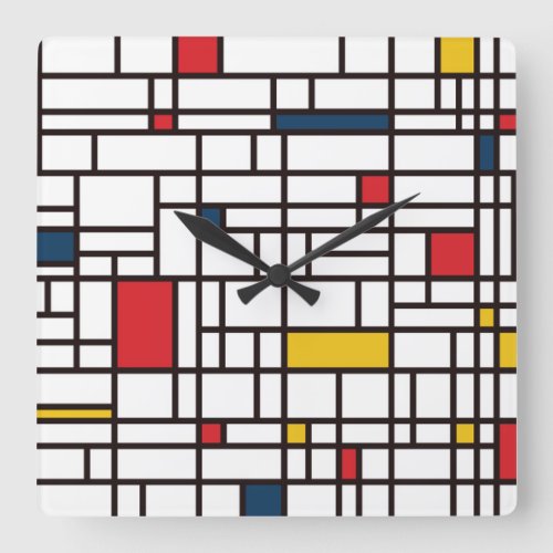 Mondrian De Stijl Square Wall Clock