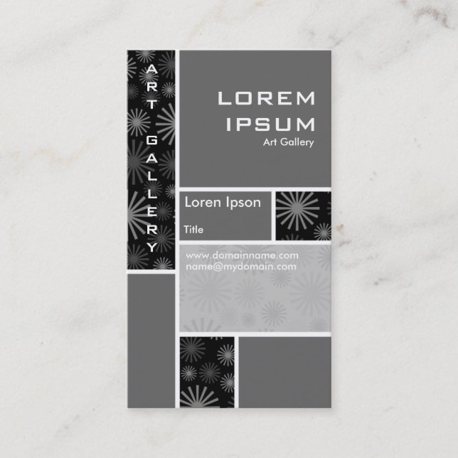 Mondrian Decorated - Gray Business Card (Front)