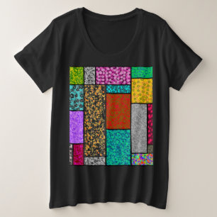Mondrian Floral Graphic Design Abstraction Plus Size T-Shirt