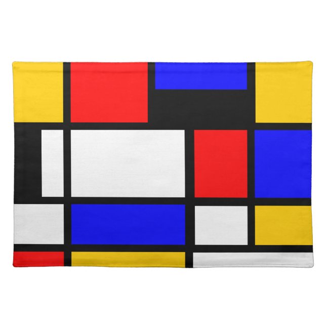 Mondrian geometric art cloth placemat (Front)