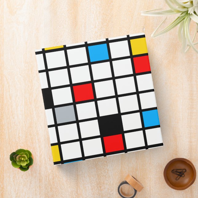 Mondrian Geometric Minimalist Comopsition Modern 3 Ring Binder (In Situ)