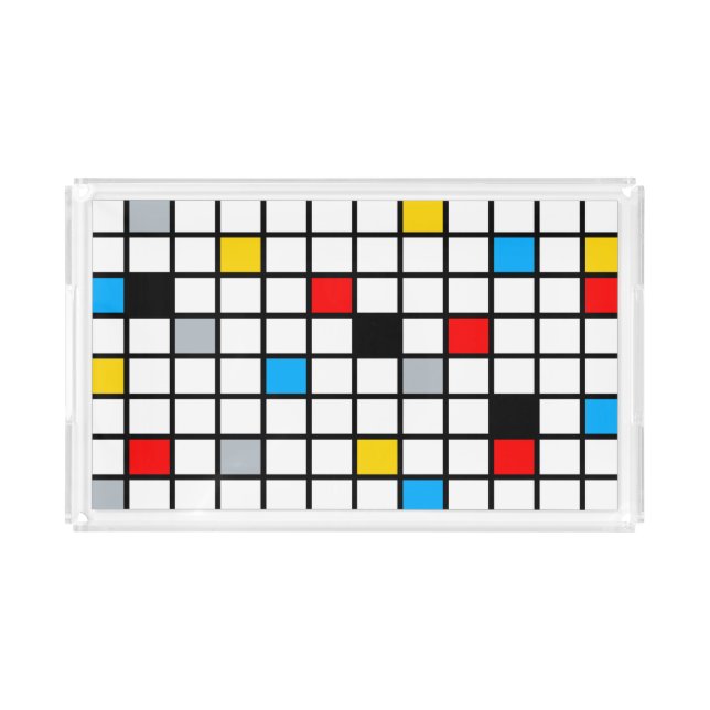 Mondrian Geometric Minimalist Comopsition Modern Acrylic Tray (Front)