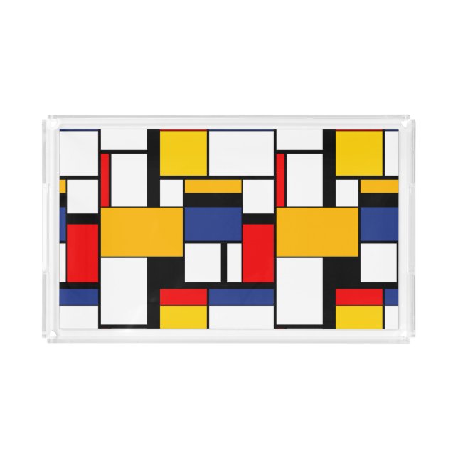 Mondrian Geometric Minimalist Comopsition Modern Acrylic Tray (Front)